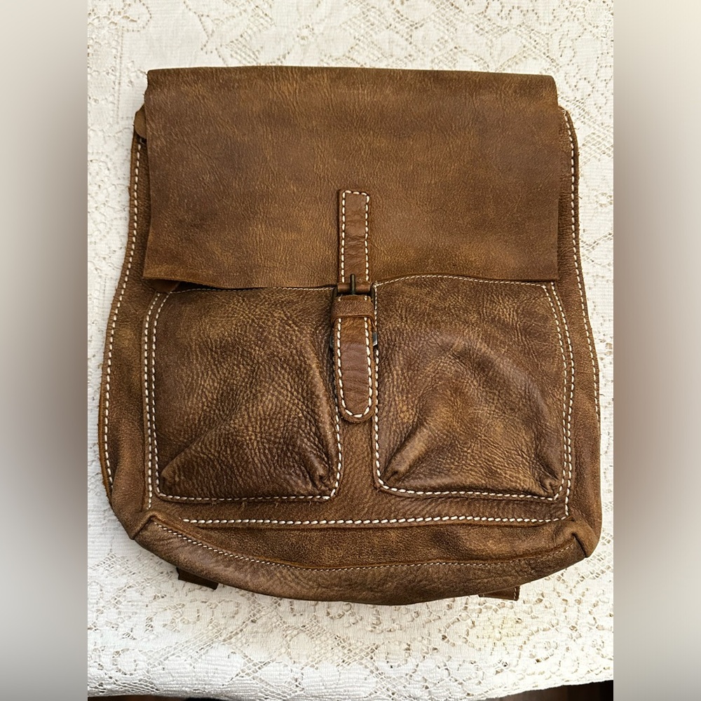Roots Brown Leather Backpack